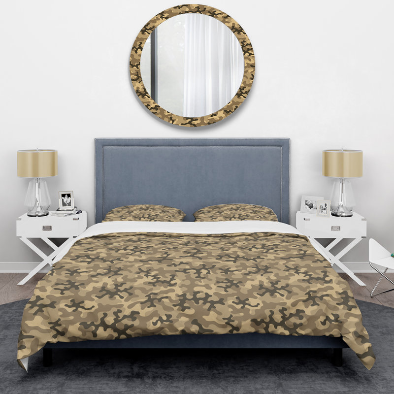 Soldier Brown Camouflage Polyester Camouflage Duvet Cover