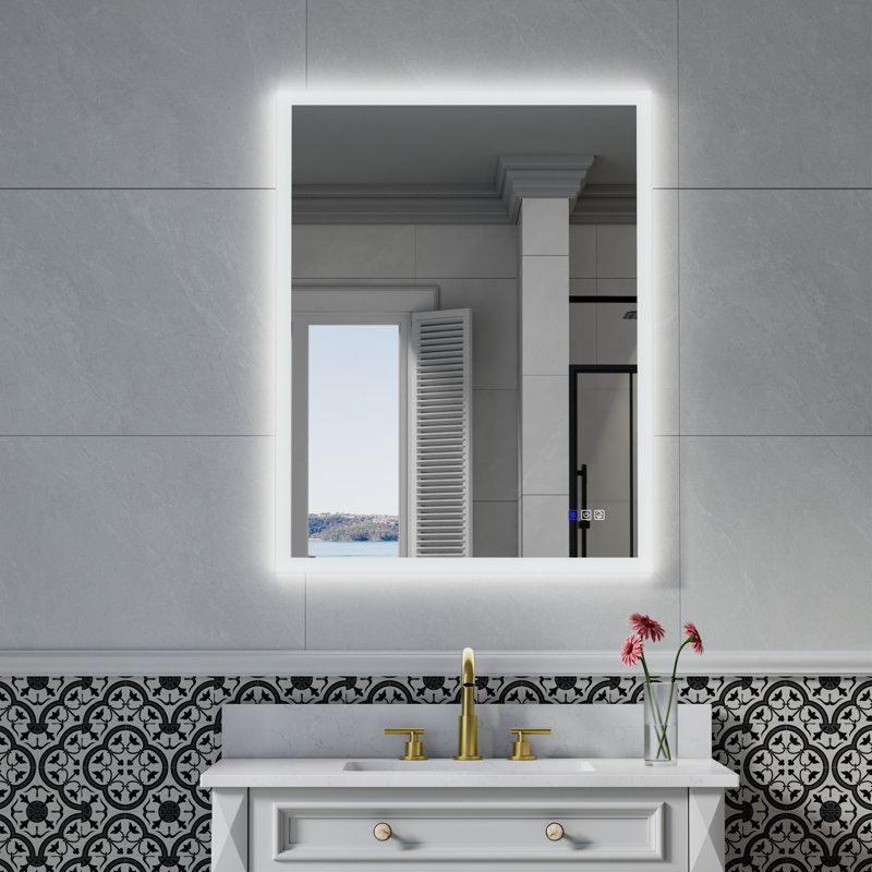 Miroir à DEL mural sans cadre avec éclairage arrière / avant Brycenn, 28 po x 36 po