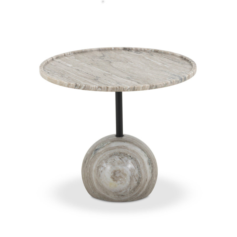 Viola End Table- 22"-Antique White Marble, Antique White Marble