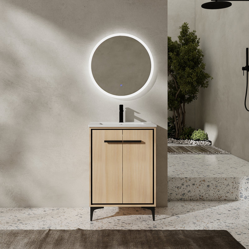 Base de meuble-lavabo avec lavabo, armoire de rangement avec portes, 24"