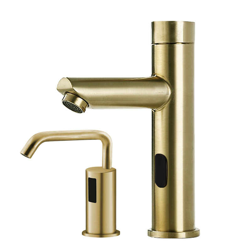 Touchless Sensor Faucet Manual Soap Dispenser Set Commercial Grade Modern Design ADA Compliant