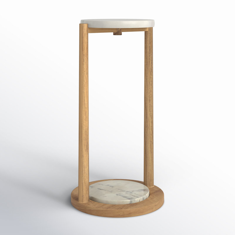 Kamba Genuine Marble End Table, White