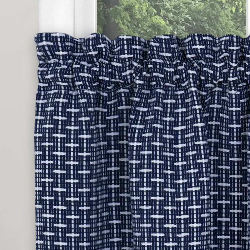 Ensemble de paires de niveaux Tywaun, ligne abstraite, demi-passe-tringle avec contour plat, L 58 po x L 36 po, Bleu marine