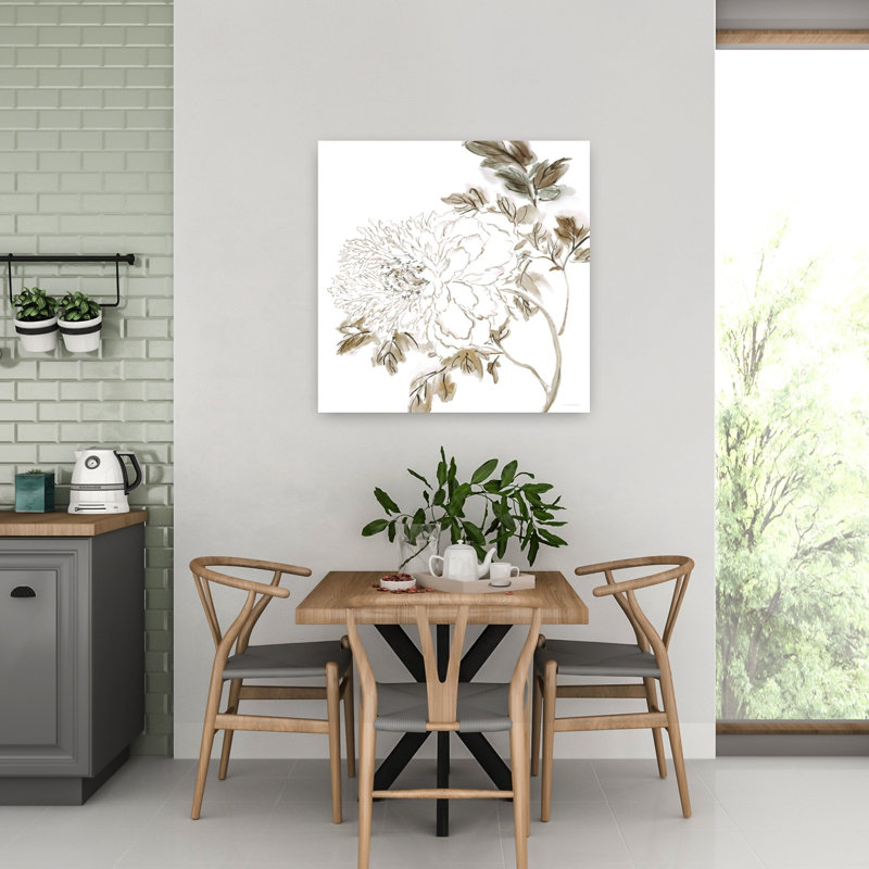 Neutral Bloom Abstract Contemporary Flower Art, 32" H x 32" W
