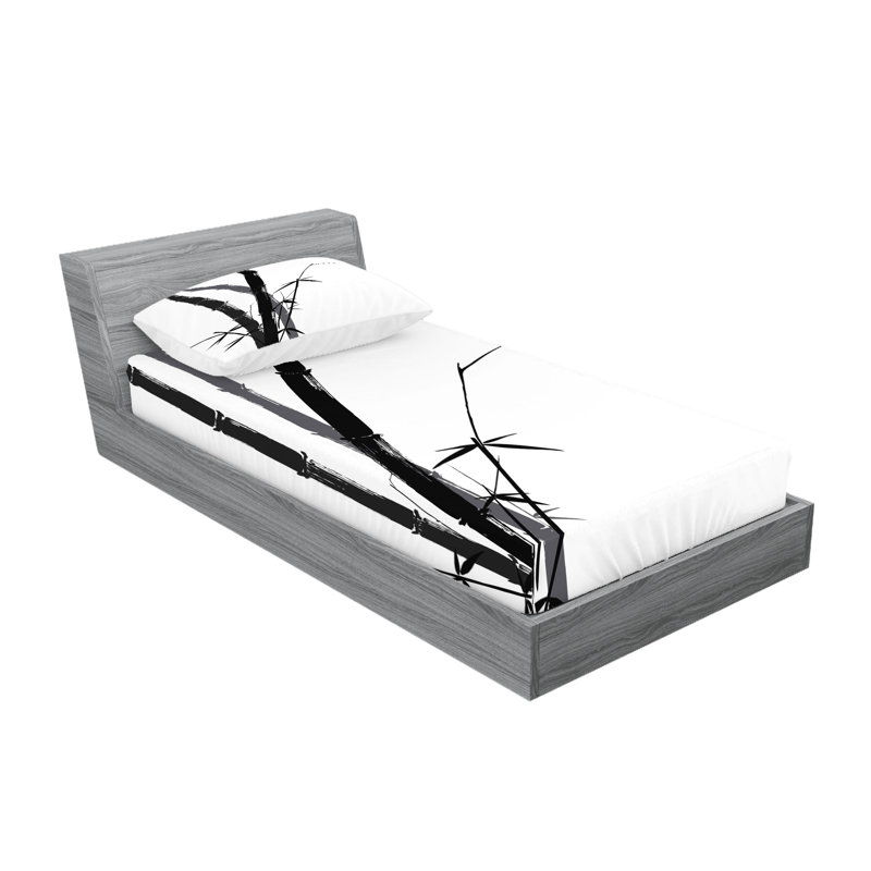 Ensemble de draps et taies décoratives Ambesonne, gris anthracite et blanc