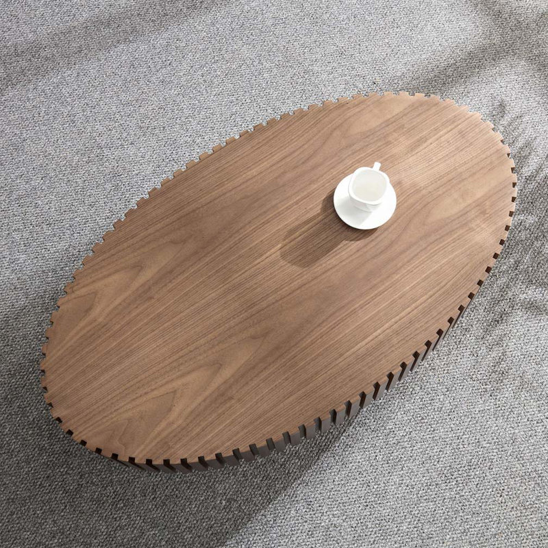 Oval Handcraft Drum Coffee Table, Walnut
