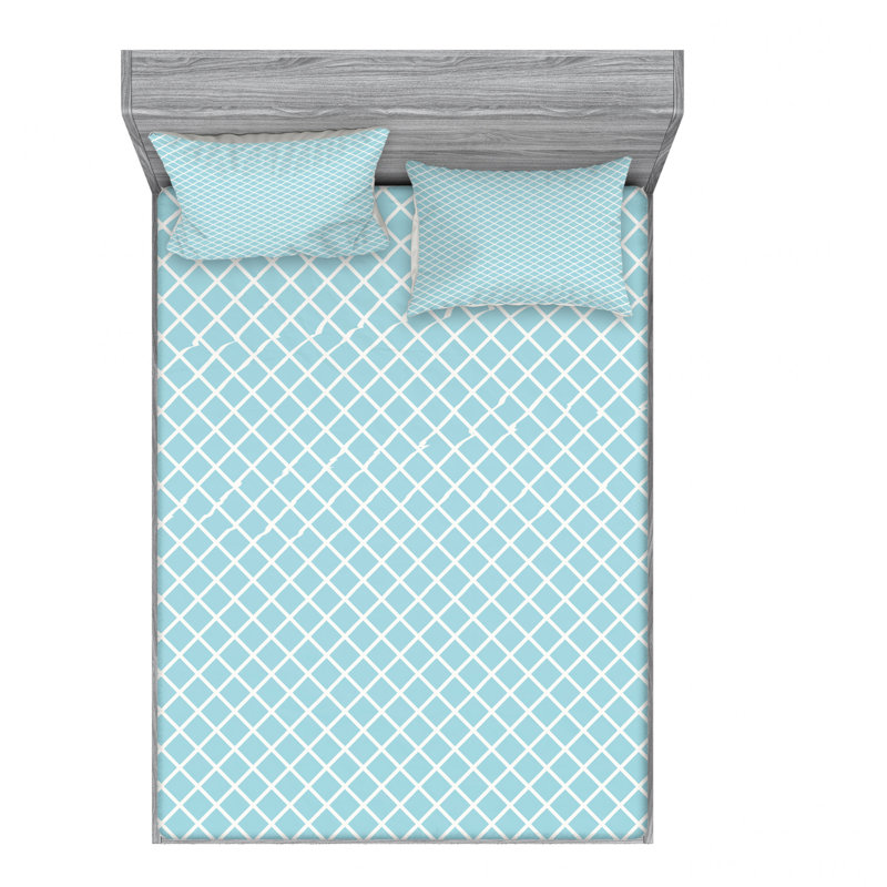 Ensemble de draps géométriques imbriqués Diagonal, Ensemble de drap pour grand lit avec drap-housse