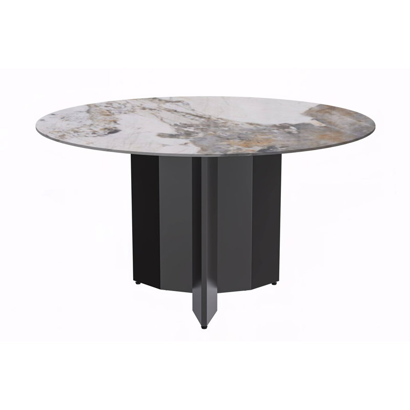 Table de salle à manger ronde Jabez, Gris moyen, H 29,5 po x l 60 po x P 60 po