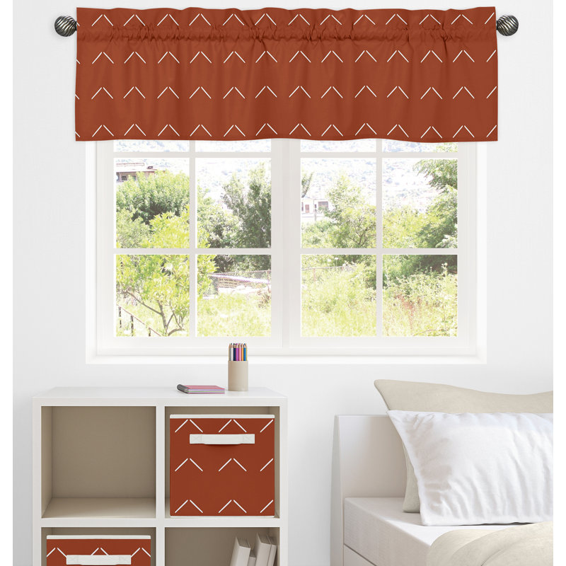 Diamond Tuft Orange and Ivory 54" Window Valance
