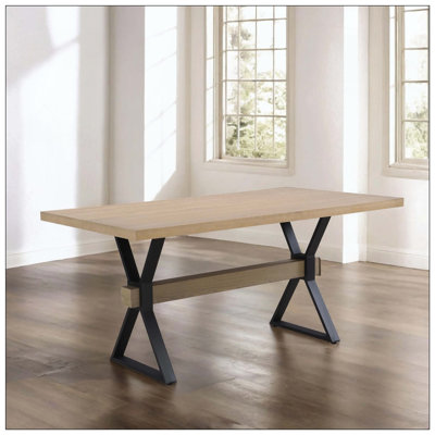 Dining Table With X-Shaped Legs,Delivers Elevated Farmhouse Feel