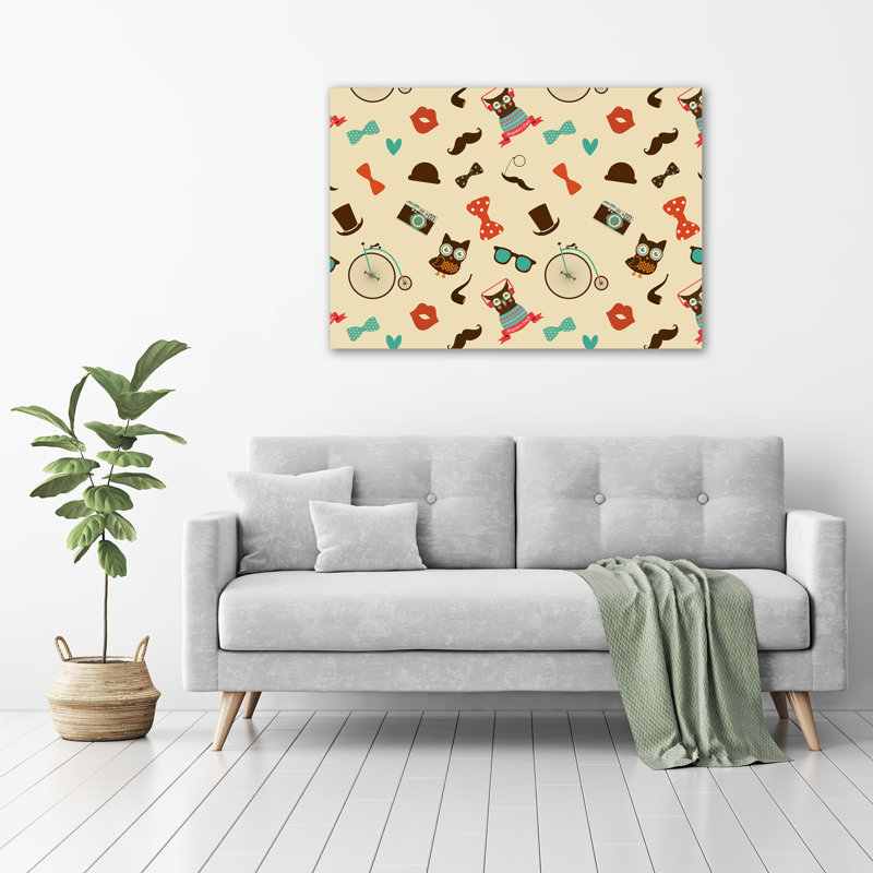 Hipster Owls - Wrapped Canvas Print