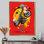 Graphisme géométrique abstrait rétro flamant rose - Flamant rose, art mural