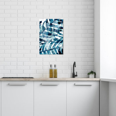 «Floral and Botanical So Kate Leaf», impression d'art sur toile bleu scandinave