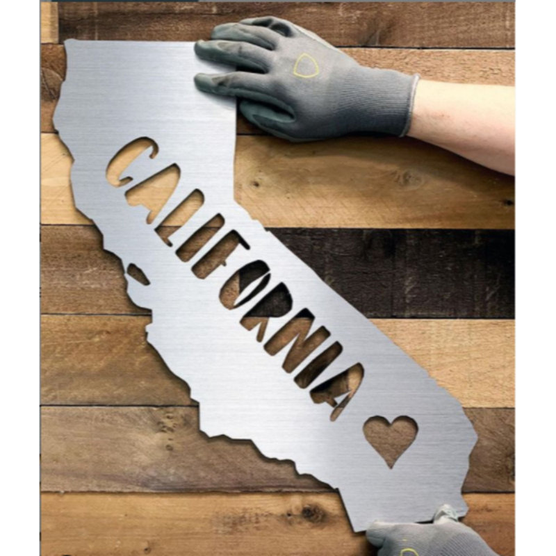 Cali Love Metal Wall Art - California State Love Sign Decor - West Coast Wall Hanging - Cali Script Design Sculpture - Modern Industrial Metal Art - Home Living Room Bedroom Decor - Stylish Statement Art Piece