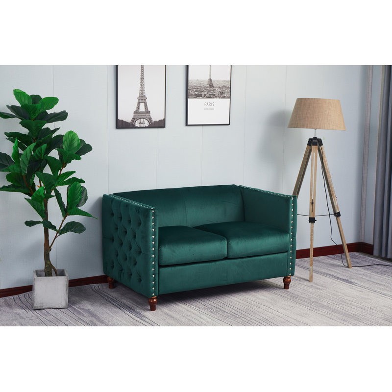 Shawn 49'' Velvet Loveseat, Green Velvet