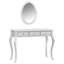 Meuble-lavabo de luxe avec miroir ovale, coiffeuse à 3 tiroirs pour rangement de bijoux, console élégante