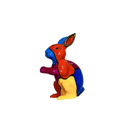 Bronze Color Splash Jigsaw Standing Bunny Sculpture