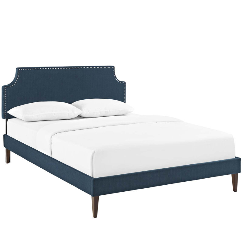 Corene Platform Bed with Squared Tapered Legs, King, Gray