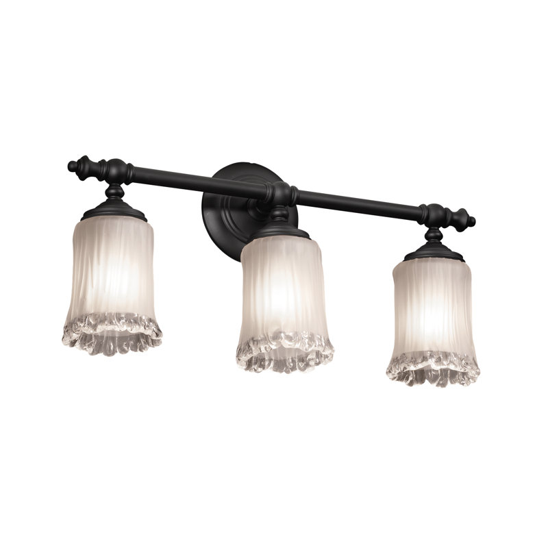 Barre d'éclairage de salle de bain 3 lumières Leroux, Nickel brossé, Blanc givré