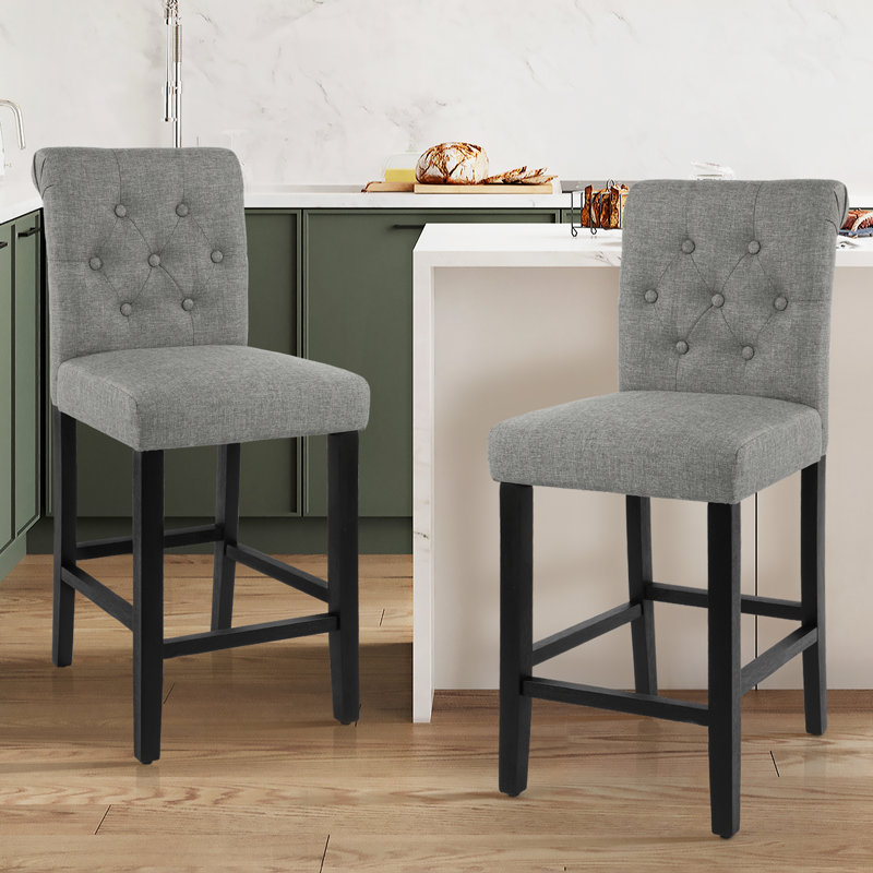 Burlison 25.25" Counter Stool, Medium Gray/Polyester