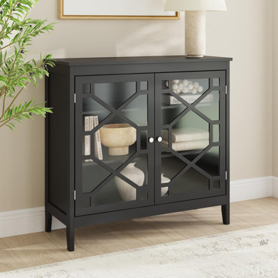 Armoire décorative à trois tablettes de 38 po avec deux portes vitrées Fiama