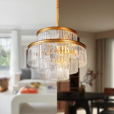 Modern 14-light Gold 4-tier Chandelier Circle Tiered Chandelier For Living Room Dinning Room Foyer Bulbs Not Included