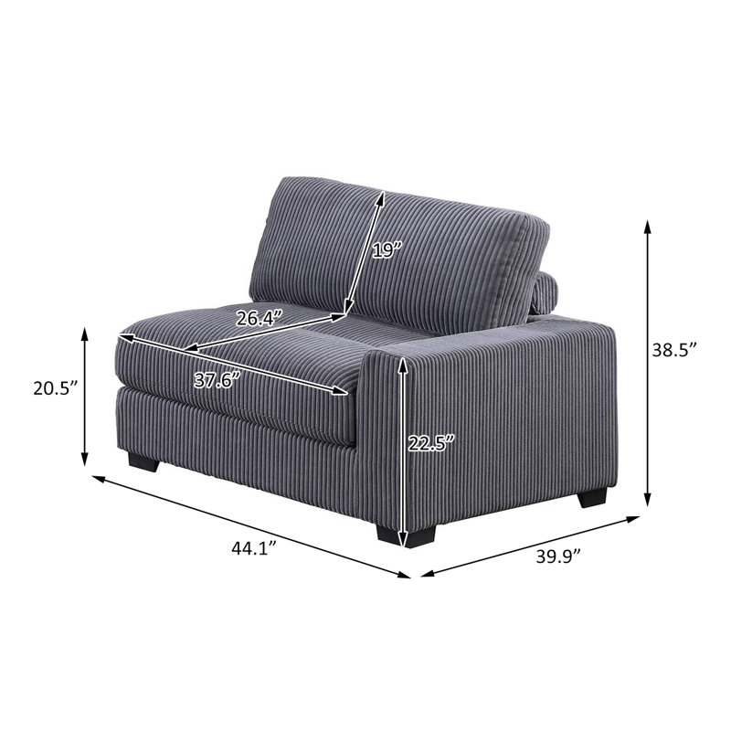 Fauteuil faisant face à la droite, Velours côtelé gris