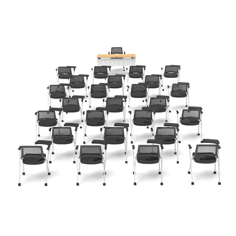 Novelty 26 Person Flip Top 22'' L Modular Training Table and Chair Set with Casters and Modesty Panel
