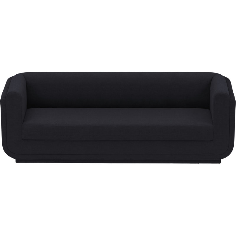 Canapé à accoudoirs arrondis 86,5 po Kimora, Tissu texturé en lin noir