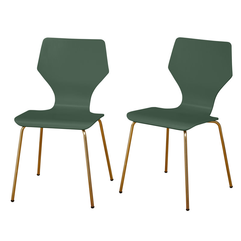 Stephanie 18'' H Stacking Side Chair, Green/Gold