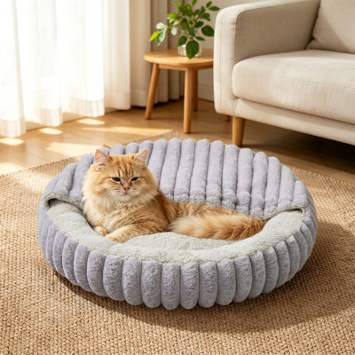 Bird Net Pet Kennel High Grams Straight Strip Rabbits Plushs Pet Pad Long Hair Round Cats Kennel Winter Warm Dog Bed Kennel