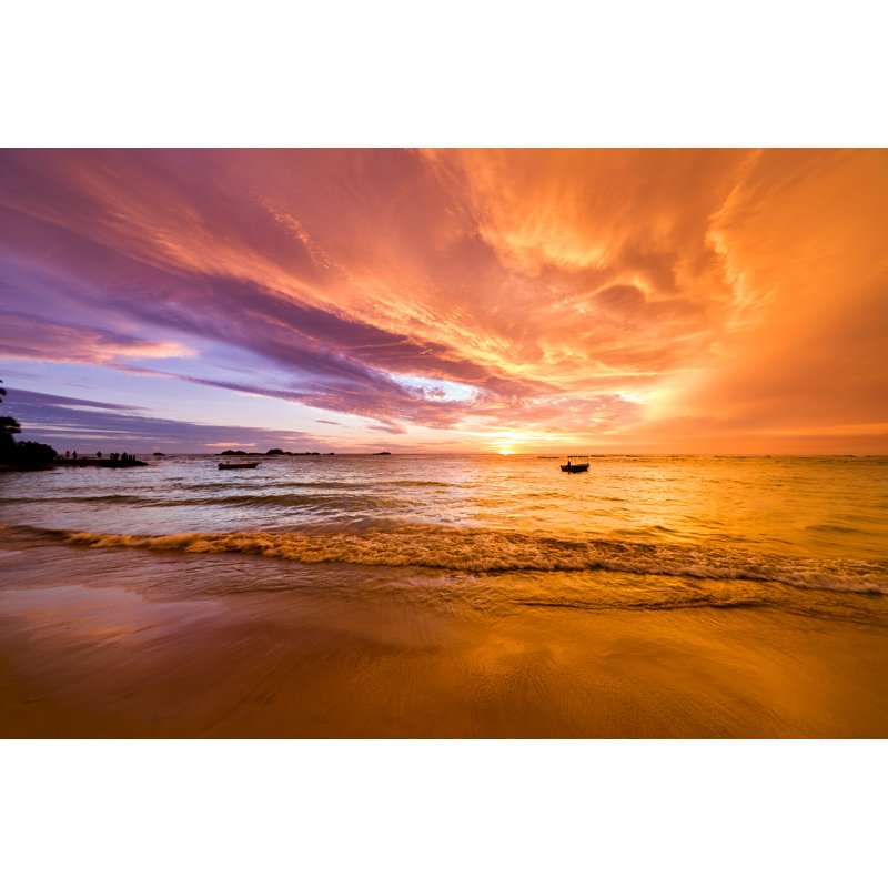 Sunset Over Indian Ocean by Danilovi - No Frame Art Prints on Canvas, 61cm H x 91cm W