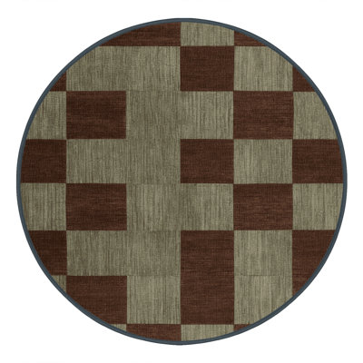 Machine Washable Checkered Brown Area Rug