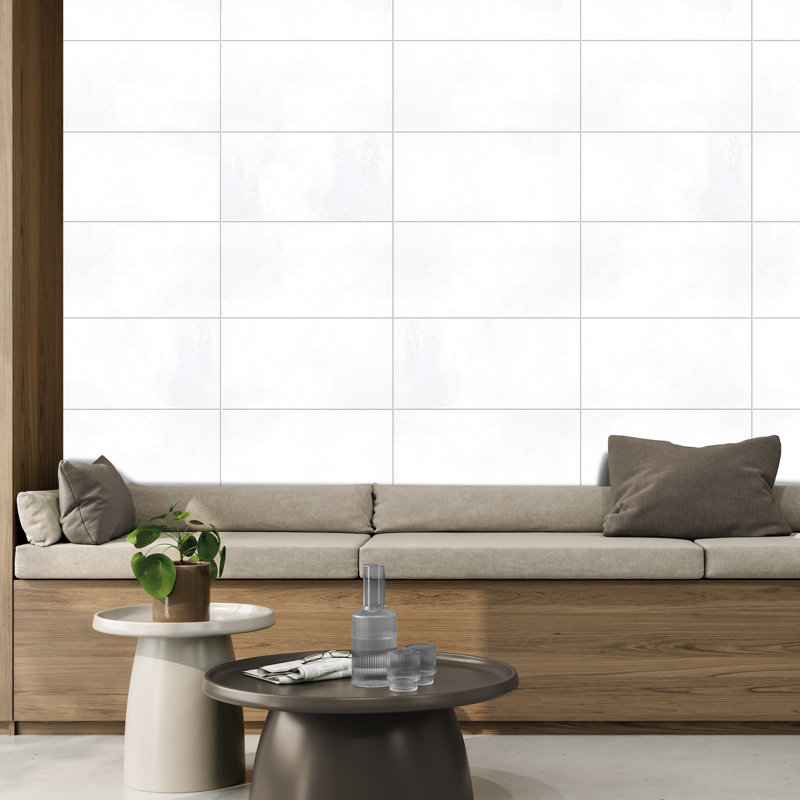 Literary License 12'' W x 24'' L Porcelain Concrete Look Singular Tile, White