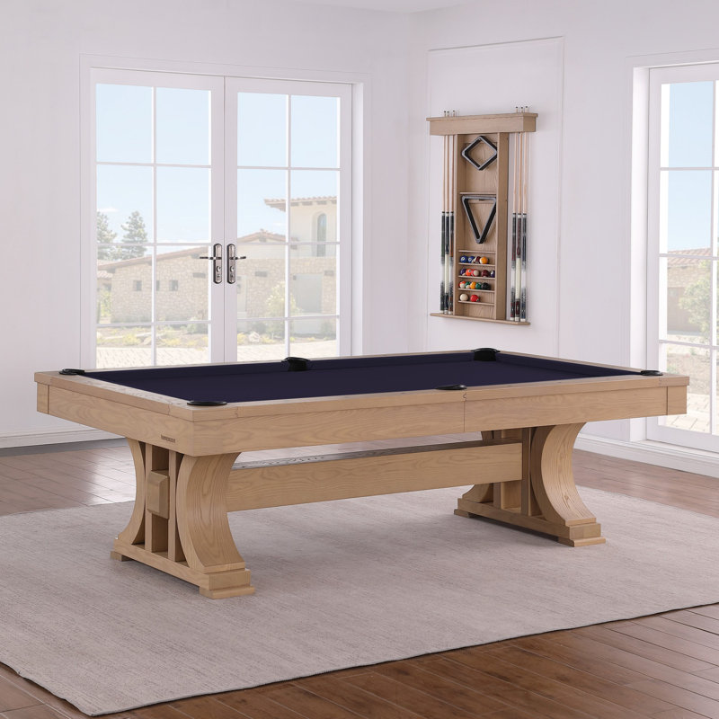 Table de billard en ardoise 8 pi Madero Madero, Bleu marine résistant à l'eau, Oui, Frêne clair brossé