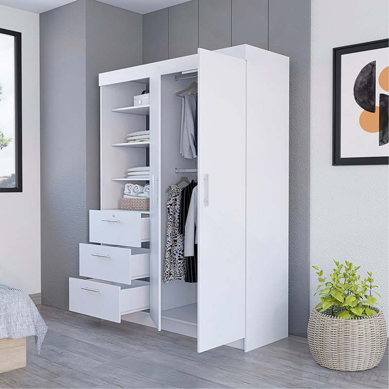 Armoire Rumanu, chambre à coucher, blanc, Blanc