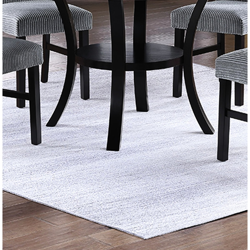 Table de salle à manger ronde avec plateau inférieur ouvert, plateau blanc, pieds noirs, look moderne, sièges 4 et table de base en bois d'hévéa