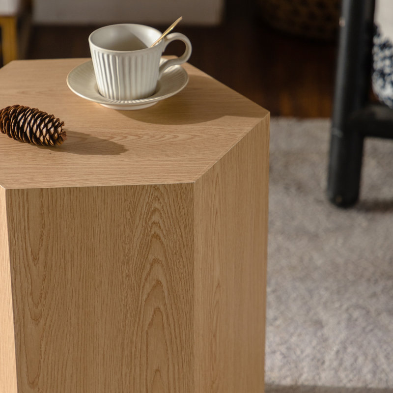 Table de bout hexagonale avec grain de bois autocollant, multifonctionnelle et nécessitant peu d'entretien, pour les salons confortables, table de bout 16,03 po 13,49 po 18,9