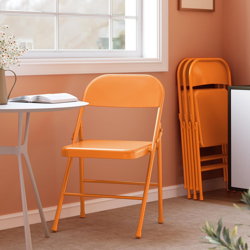 Makylie Counter Stool with Metal Frame, Orange