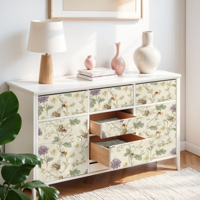 Peel and Stick Wallpaper Contact Paper Pastel Botanical Bee Honeycomb Self Adhesive and Removable 17.7in x 118in(45x300cm)