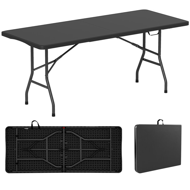  Table pliante portative de 6 pi avec mécanisme de verrouillage du coffre de table en PEHD et poignée de transport 