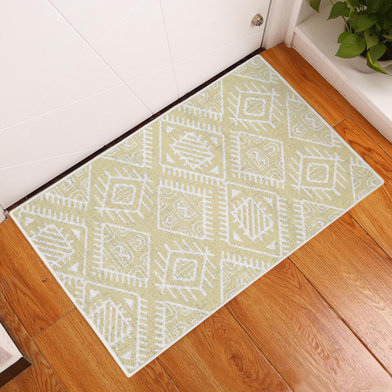 Matteson Non-Slip Geometric Indoor Doormat, Light Beige