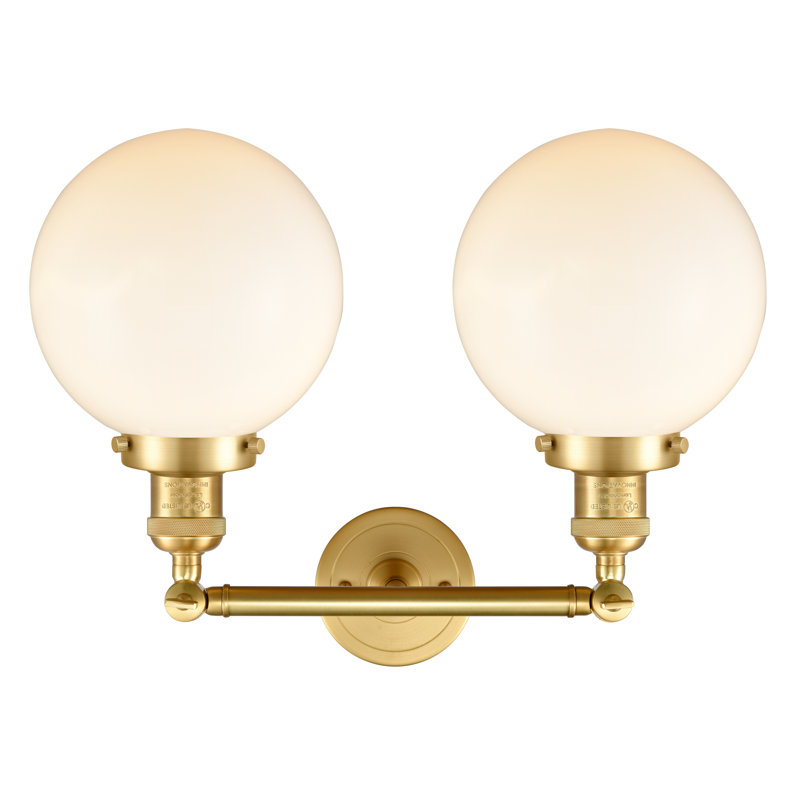 Éclairage de salle de bain à intensité variable 2 lumières Clementina, Ampoule incandescente rétro de 60 watts, Or satiné