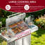 Barbecue au propane à 6 brûleurs avec brûleur infrarouge et brûleur latéral, barbecue en acier inoxydable d'extérieur SUS304 avec lumières DEL