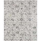 Rosemarie Silk Abstract Area Rug in Gray/Ivory