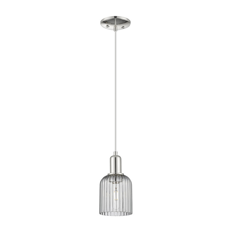 Downtown Urban - voile de mariée - mini-luminaire suspendu à cordon 1 lumière 12 po - finition nickel poli - abat-jour transparent