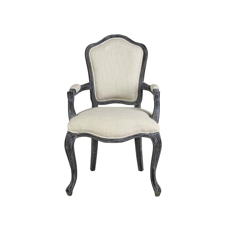 Chaise avec accoudoirs en tissu Dijon ivoire