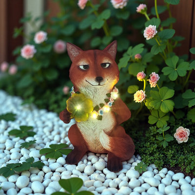 Statue solaire de renard décorative de jardin solaire