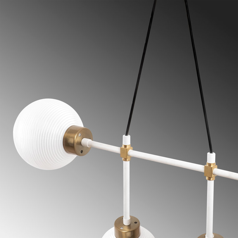 Lustre unique à 4 lumières Oey, Blanc / or