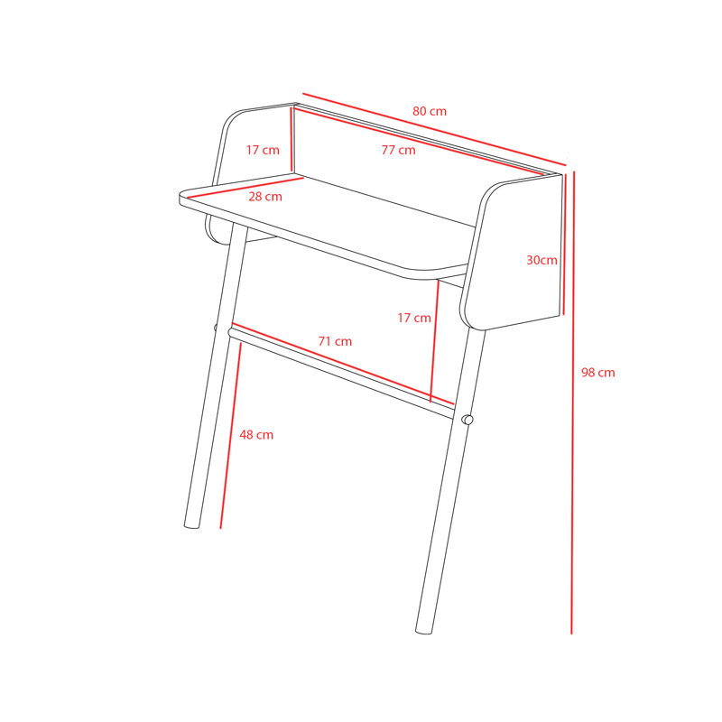 Alisande 80cm Console Table, White, White